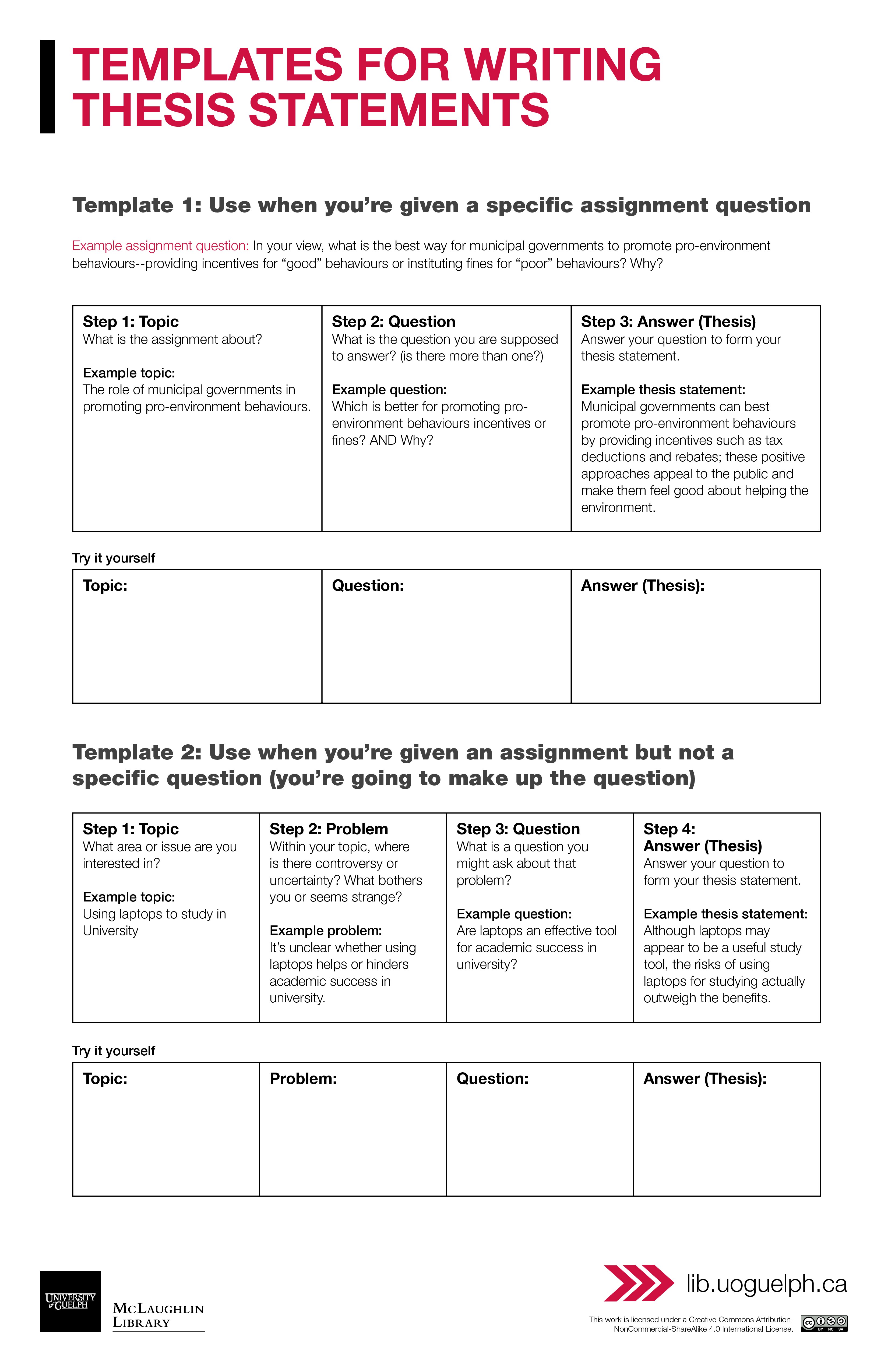 Worksheet: Templates for Writing Thesis Statements. Full Transcript is available below.