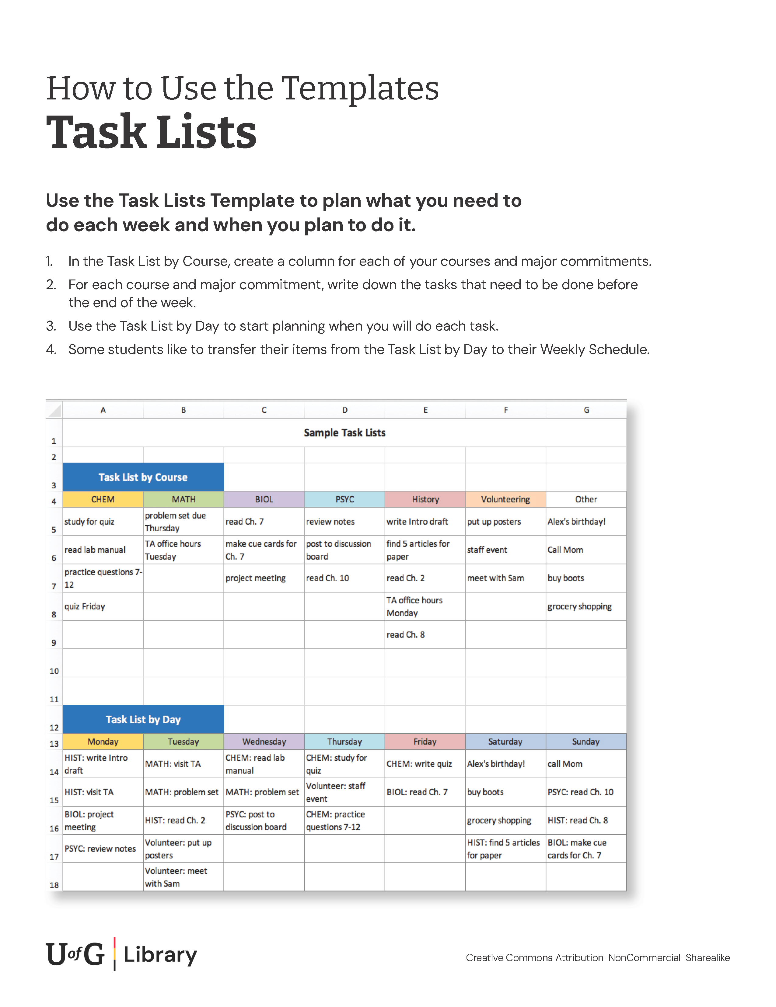 Template: How to create a task list in excel. See transcript below.