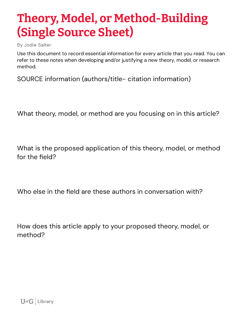 Theory, Model, or Method-Building example. Word download available.