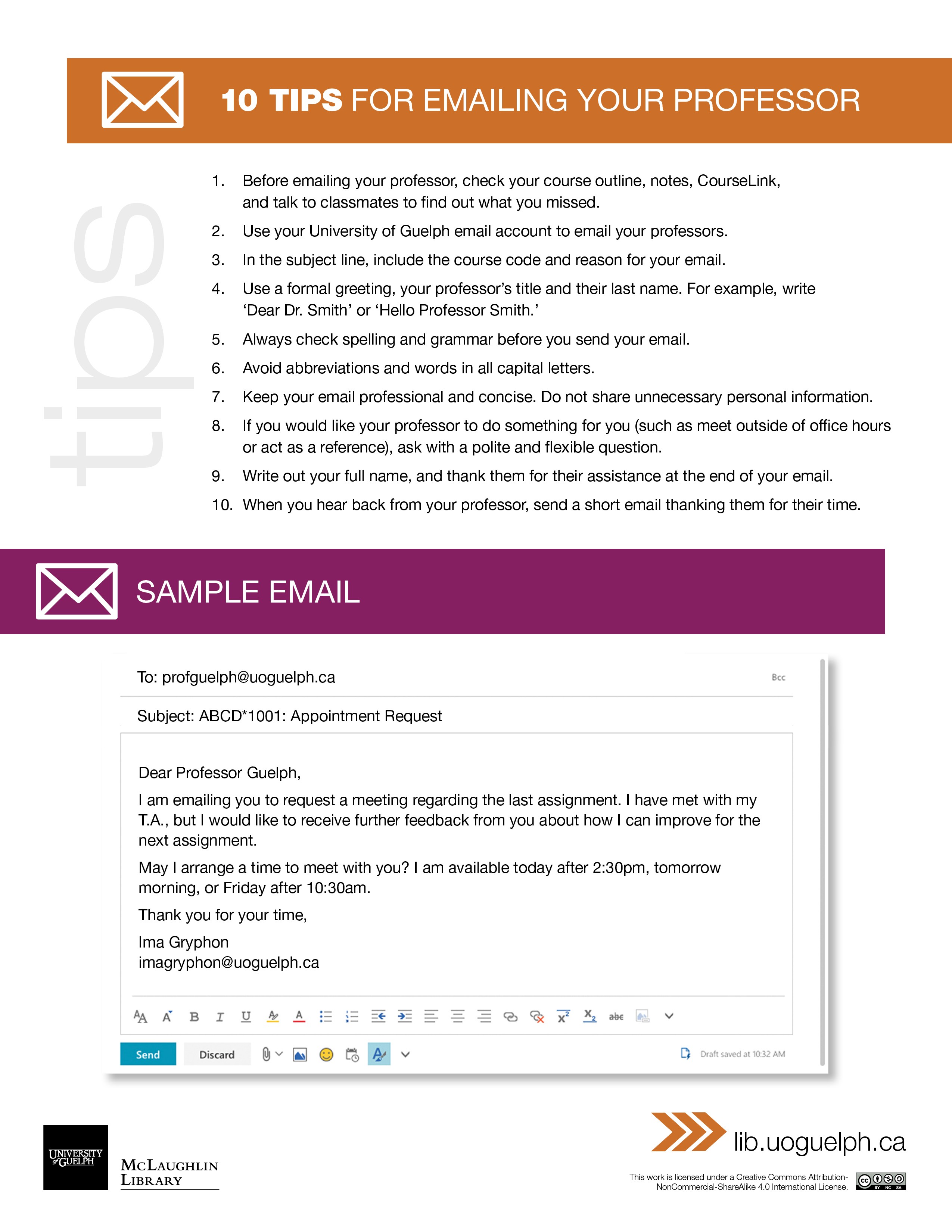 Handout: 10 Tips for Emailing Your Professor
