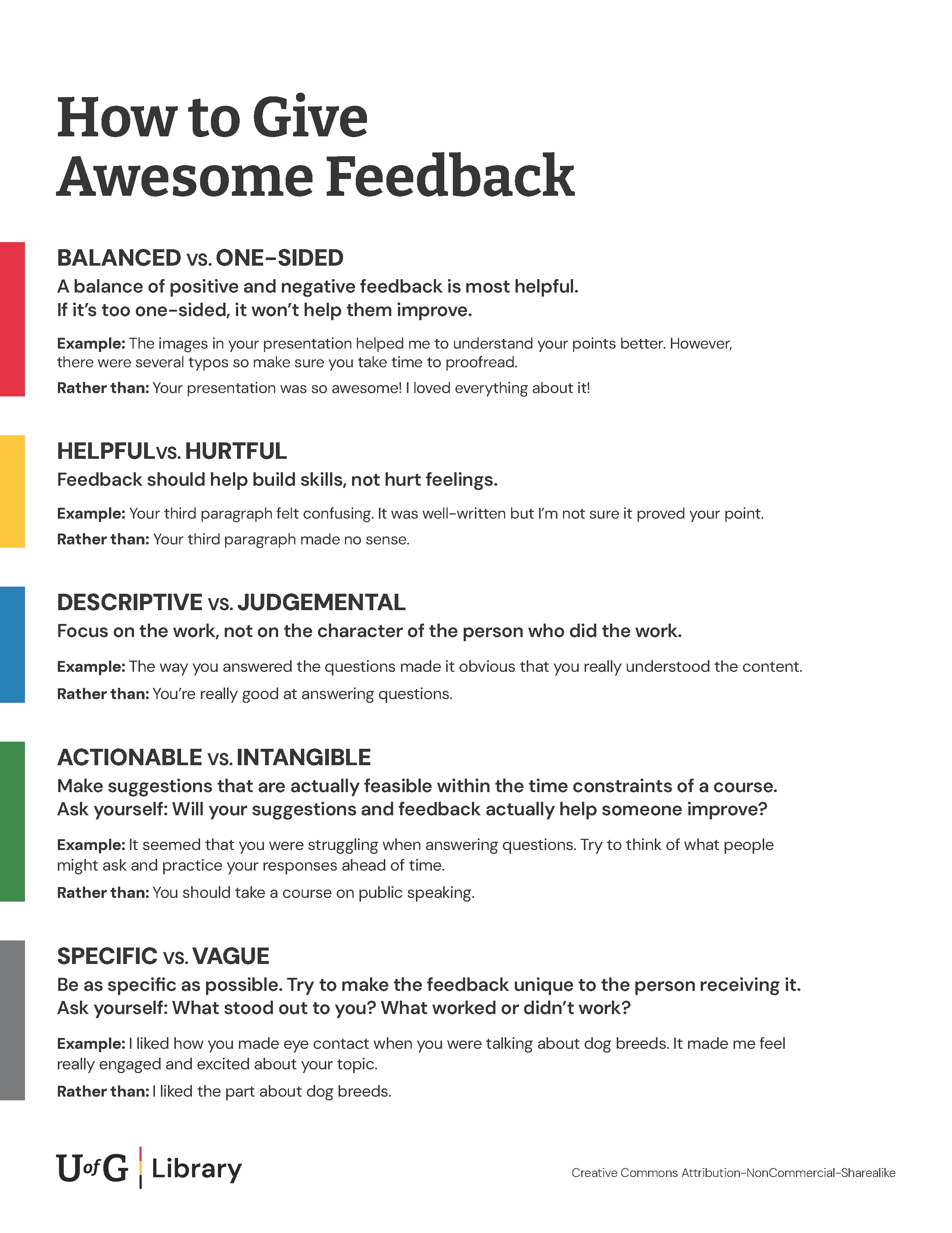 How to give awesome feedback. Transcript and download of an accessible PDF available.