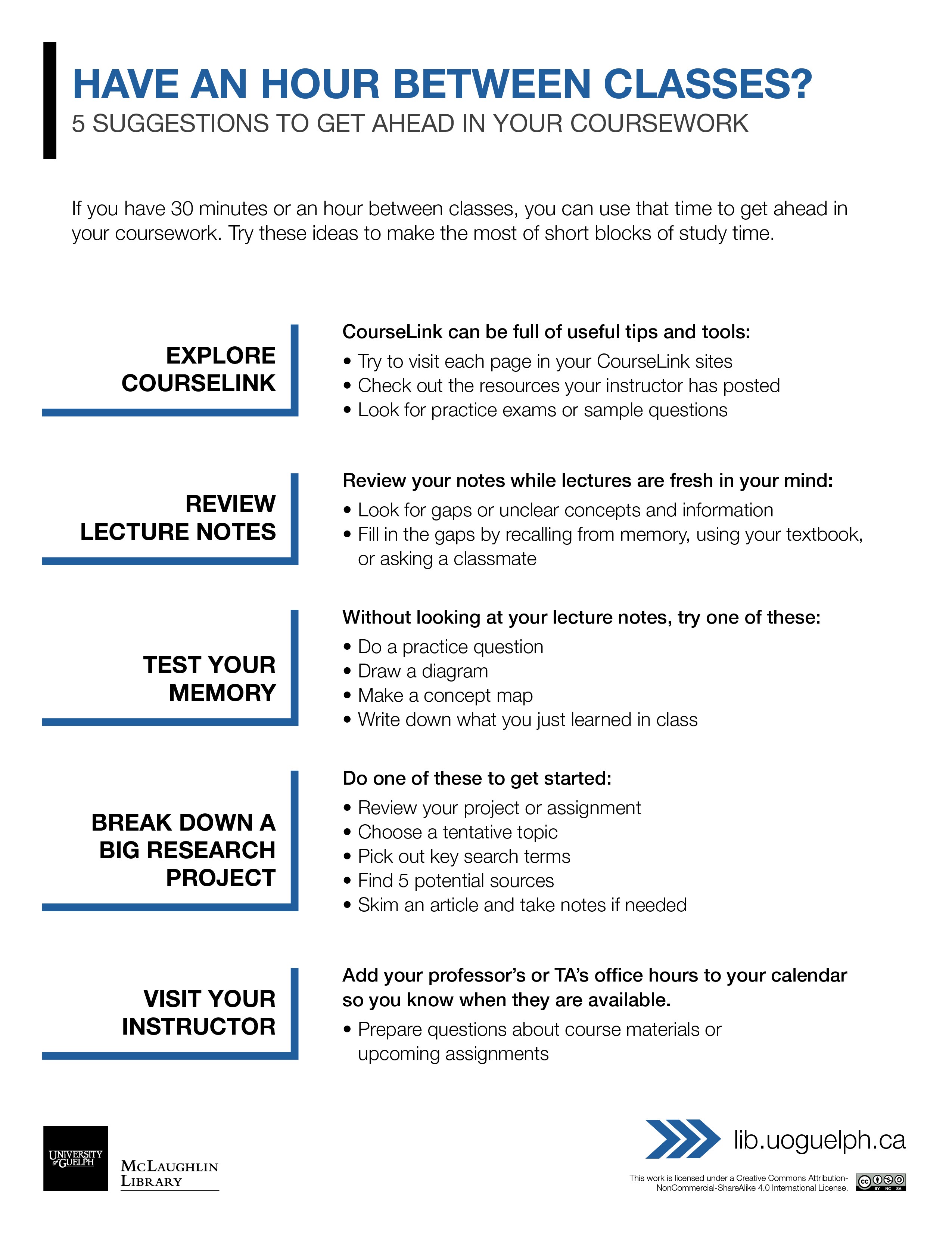 Handout: Have an Hour between classes? See below for transcript